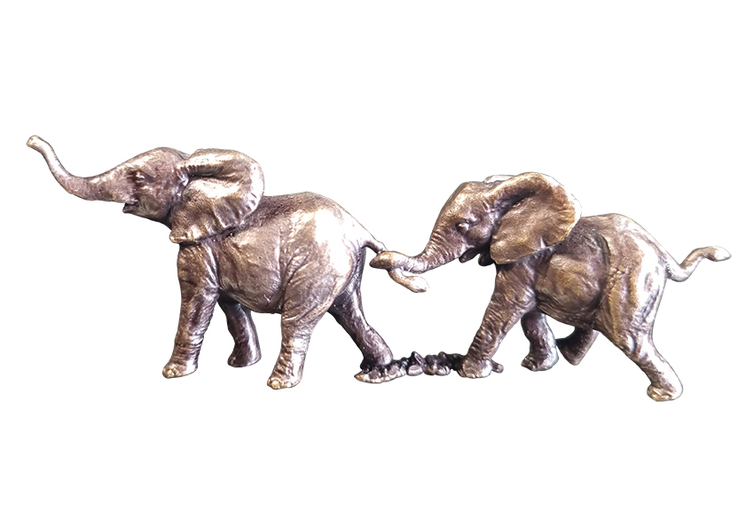Miniature Bronze Elephant Pair (2099)