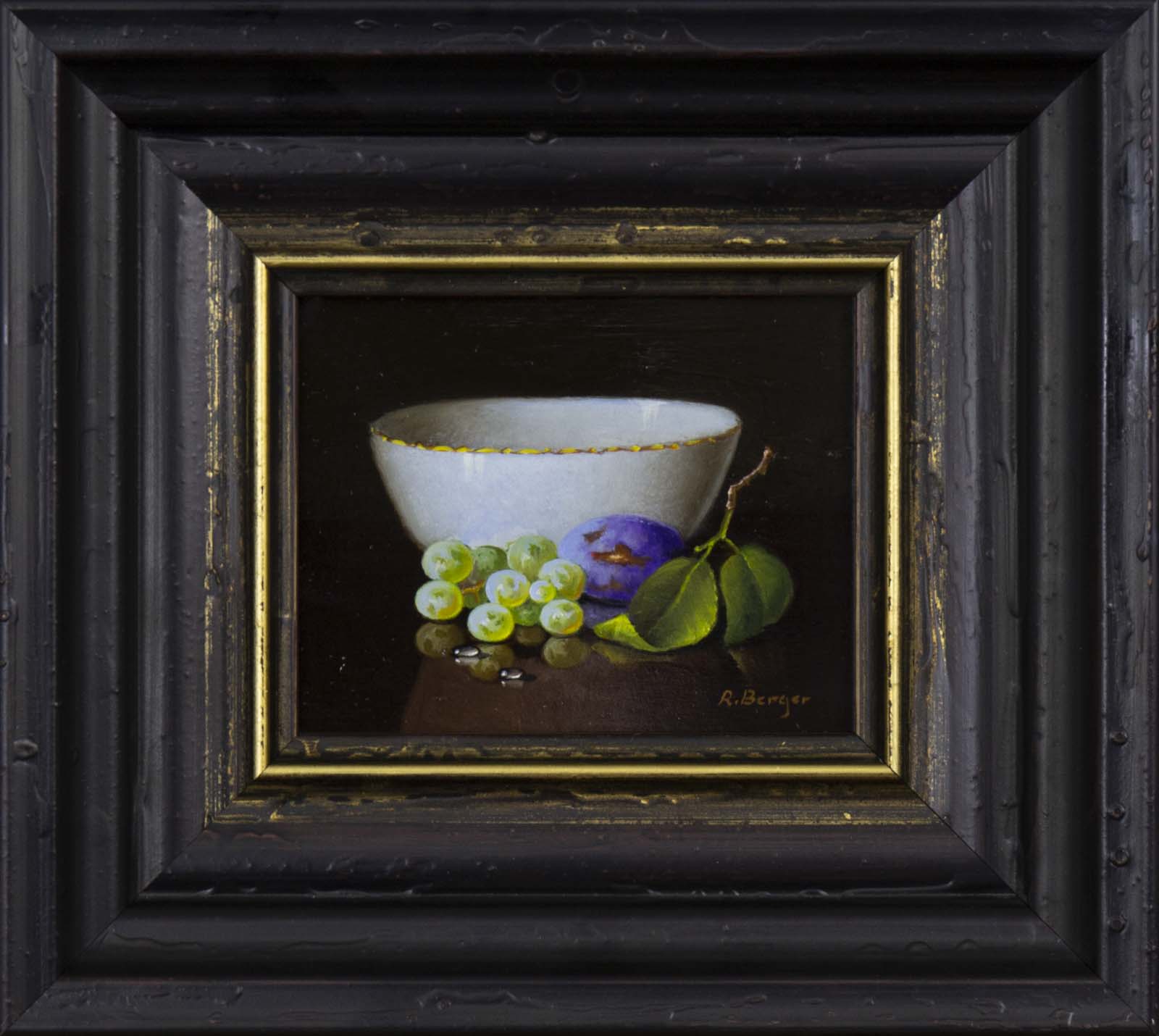 Grapes, Plum & Porcelain Bowl